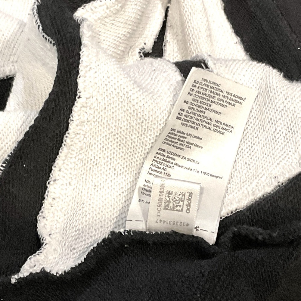 ADIDAS Womens Big Logo Cropped Black White Sweatshirt MED FS1314 cotton Trefoil - Picture 8 of 11
